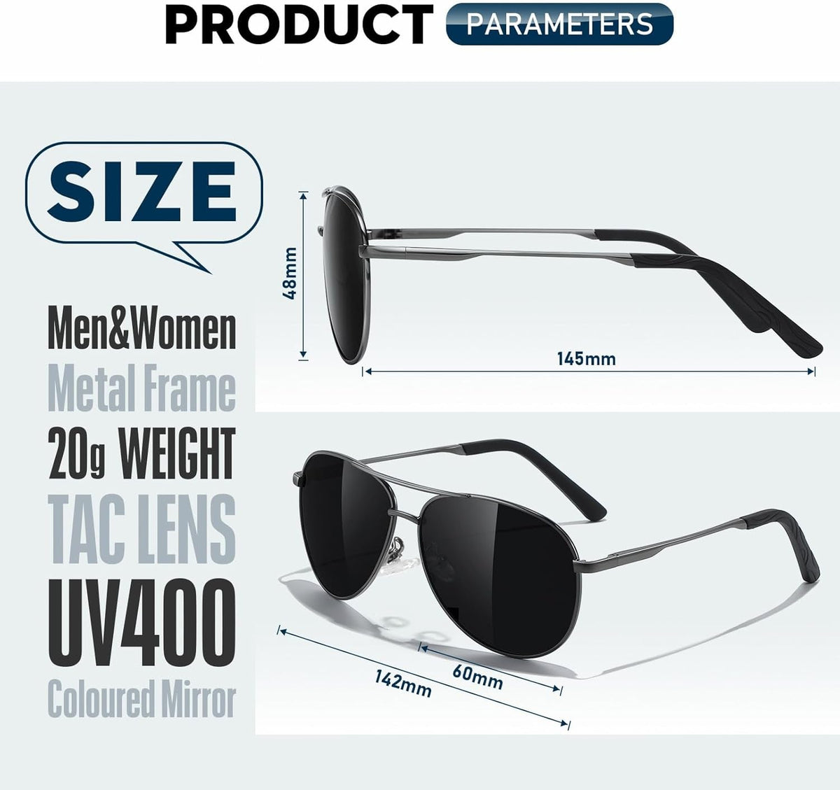 Sunglasses Men Polarized Aviator Sunglasses for Men Women Fishing Driving Sun Glasses Metal Frame UV400 Protection