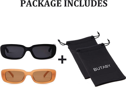 Rectangle Sunglasses for Women Retro Driving Glasses 90’s Vintage Fashion Narrow Square Frame UV400 Protection