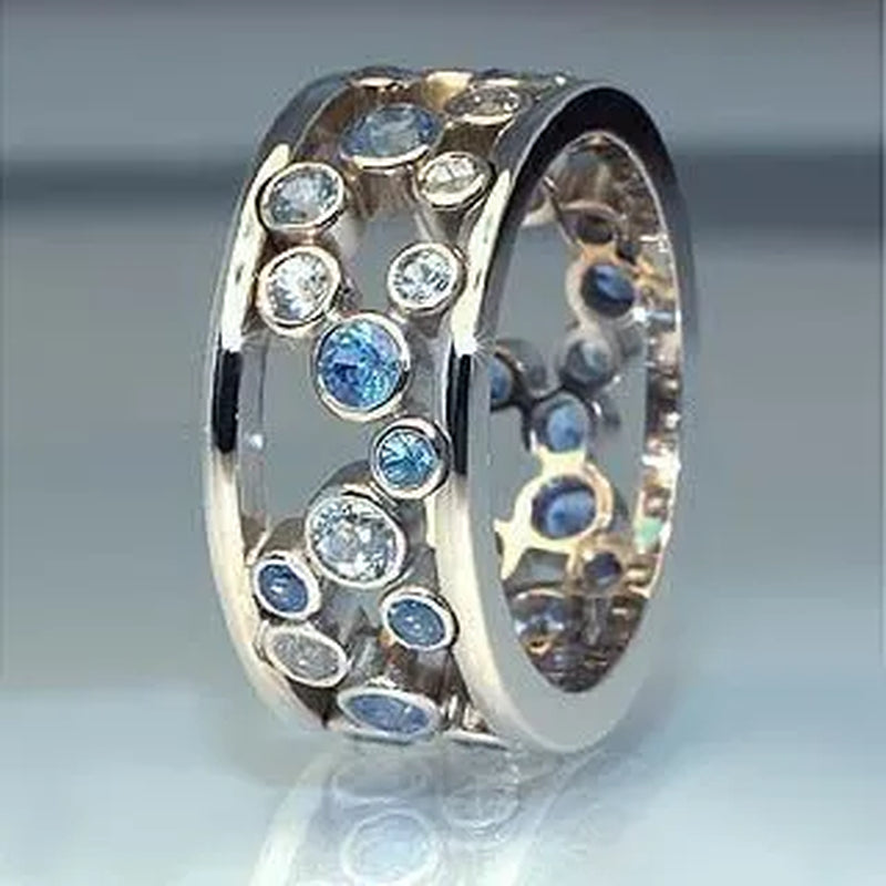 Exquisite and Fashion 925 Sterling Silver White Diamond Ring Elegant Vine Ring Diamond Jewelry Engagement Wedding Band Rings for Women US Size