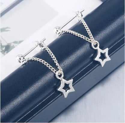 925 Sterling Silver Exquisite Star Dangle Earrings for Women Punk Drop Earrings for Women Sterling Silver Jewelry