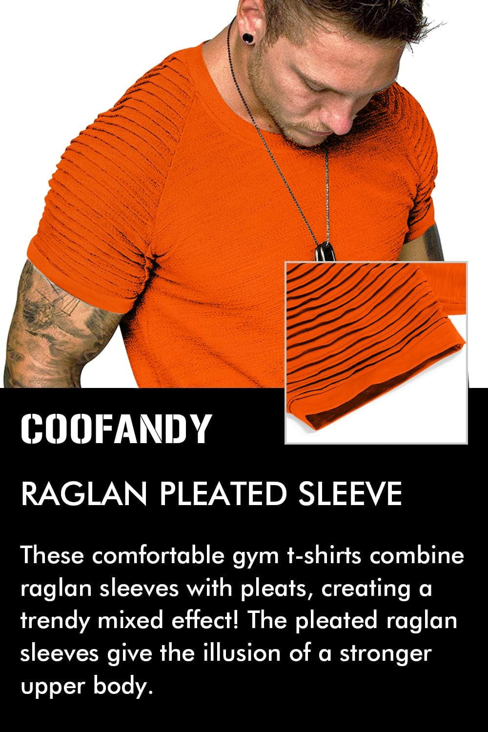 Men'S Muscle T-Shirt Pleated Raglan Sleeve Bodybuilding Gym Tee Short Sleeve Fashion Workout Shirts Hipster Shirt