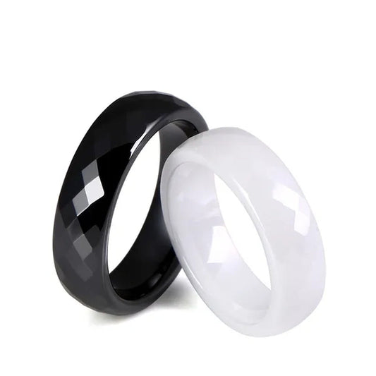 Never Faded Ceramic Ring 6mm Wide Multi-cut Couple Ring Black and White Blue Pink Nano Ceramic Ring