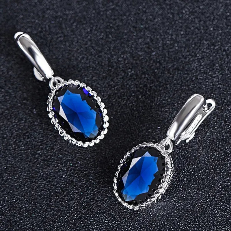 Luxury Earrings Attractive Silver Huge Purple Amethyst  Engagement Wedding Earrings