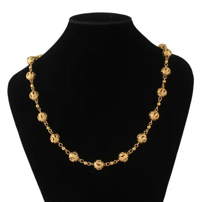 Unique Gold Ball Link Chain 18K Real Gold Plated Fashion Jewelry For Women Gift New Trendy Chokers Necklaces