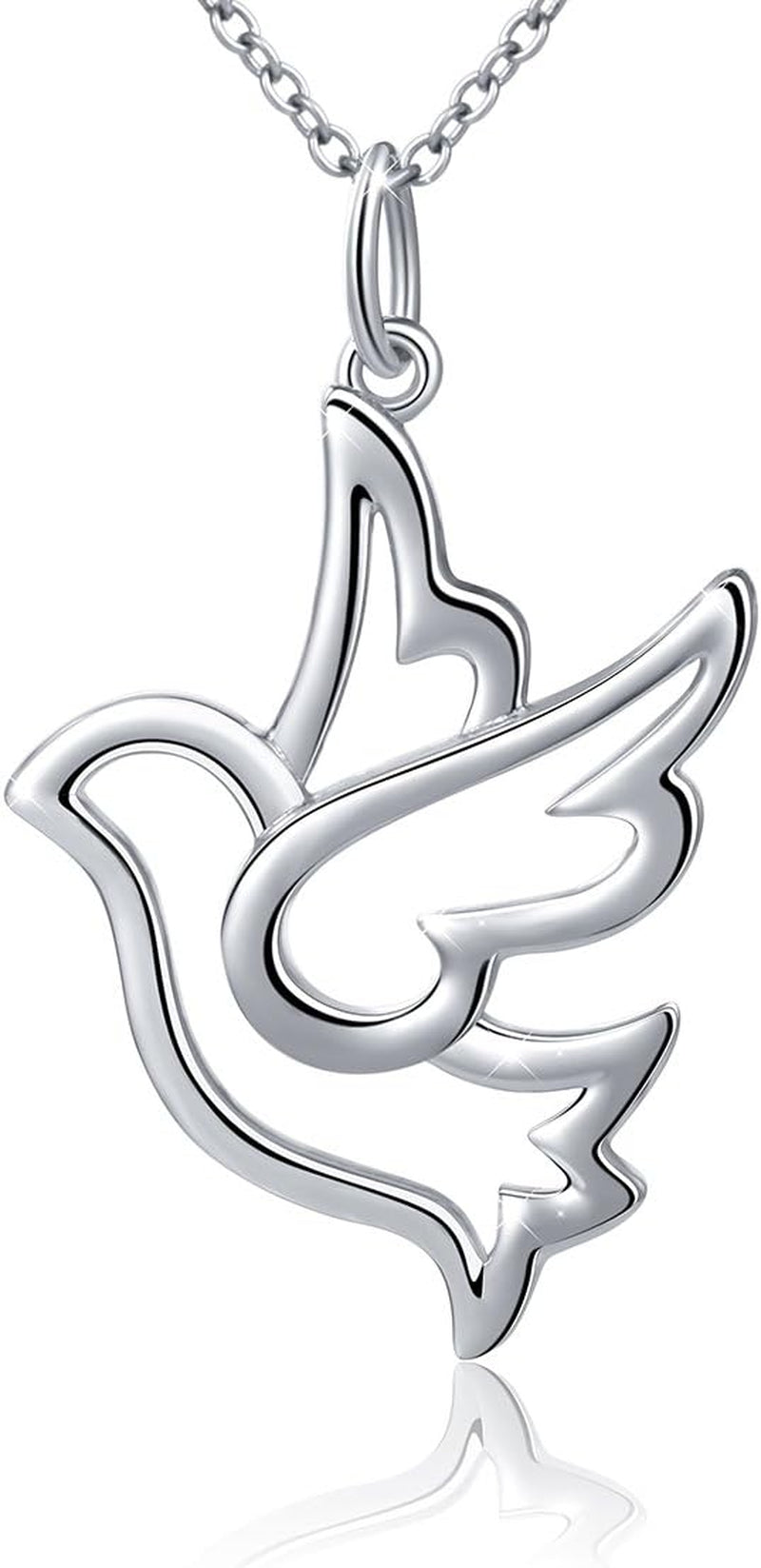 S925 Sterling Silver Jewelry Animal in Heart Pendant Necklace 18 Inches