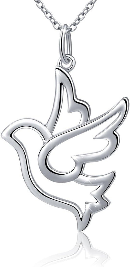 S925 Sterling Silver Jewelry Animal in Heart Pendant Necklace 18 Inches