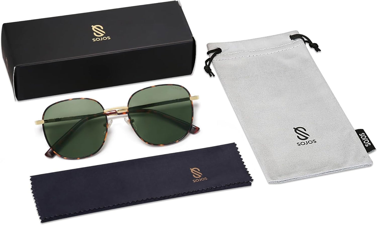 Classic Trendy Square Sunglasses for Women Men Cute Big Frame Gold Shades SJ1137