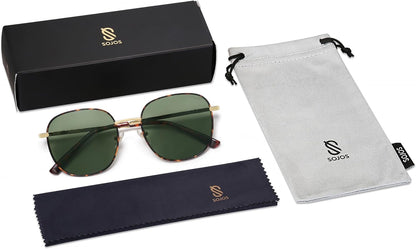 Classic Trendy Square Sunglasses for Women Men Cute Big Frame Gold Shades SJ1137