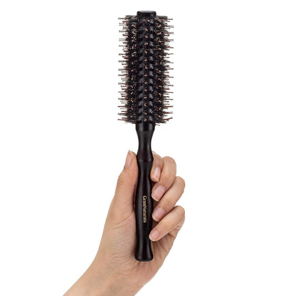 Round Styling Hair Brush - 1.75 Inch Diameter - Boar + Nylon Bristles for Blow Drying, Curling, and Styling Hair - Natural Wooden Handle for Women and Men