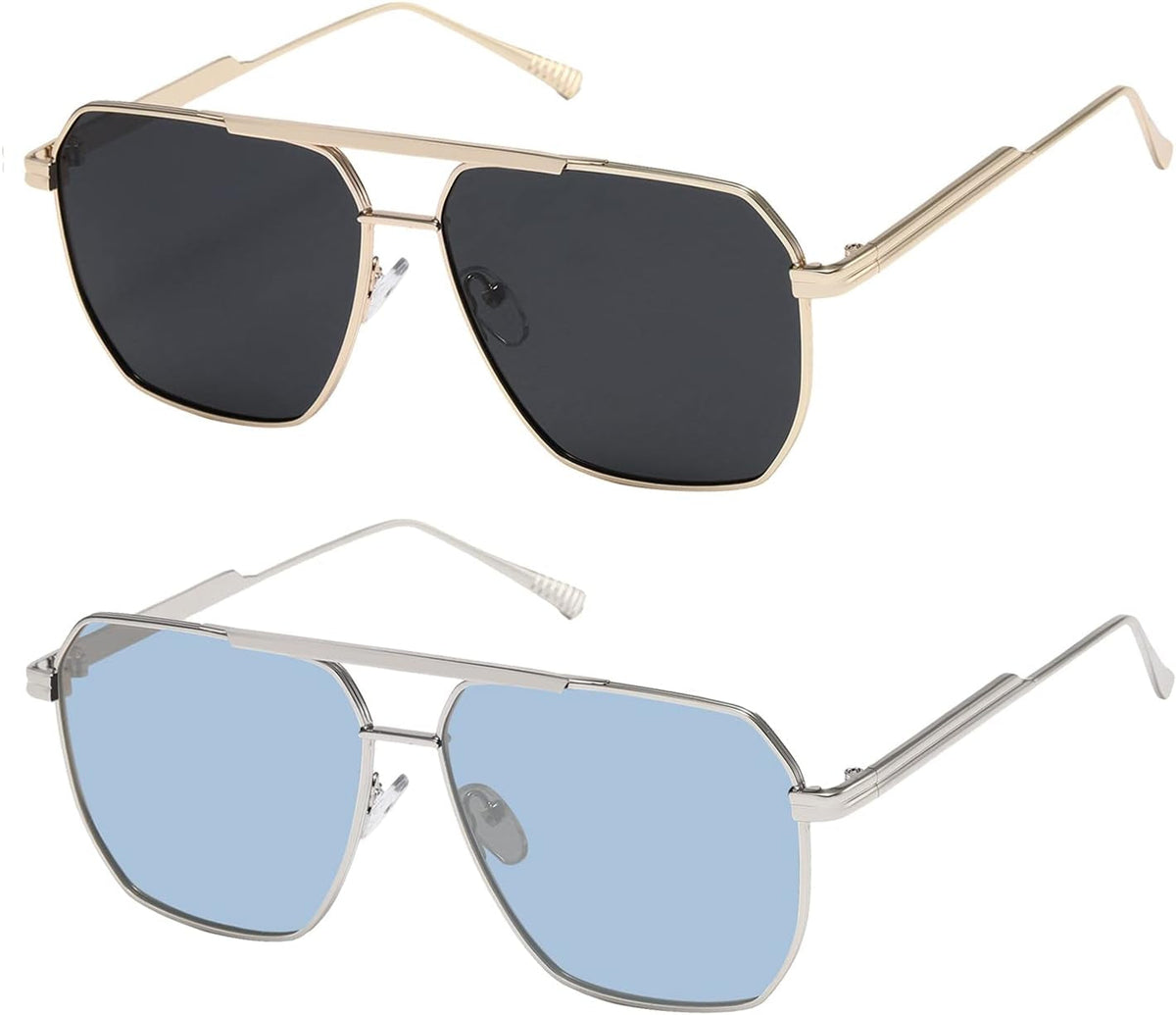 Polarized Sunglasses Womens Men Retro Oversized Square Vintage Shades Classic Large Metal Sun Glasses K1221