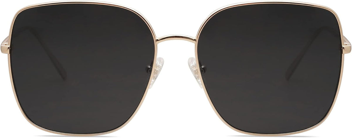 Trendy Oversized Square Metal Frame Sunglasses for Women Men Retro Big Flat Lens UV Protection Sunglasses SJ1146