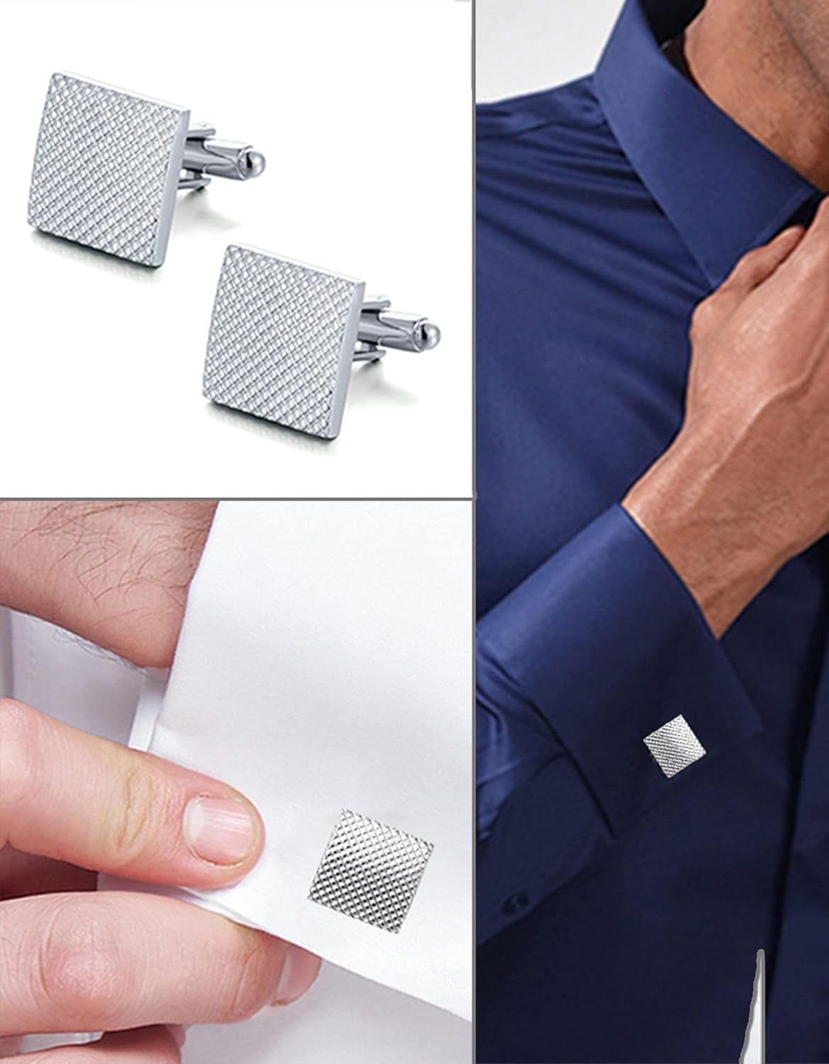 6 Pairs Cufflinks Classic Striped Disc Square Spherical Knot CZ Rectangle Cylindrical Cufflinks Set for Men