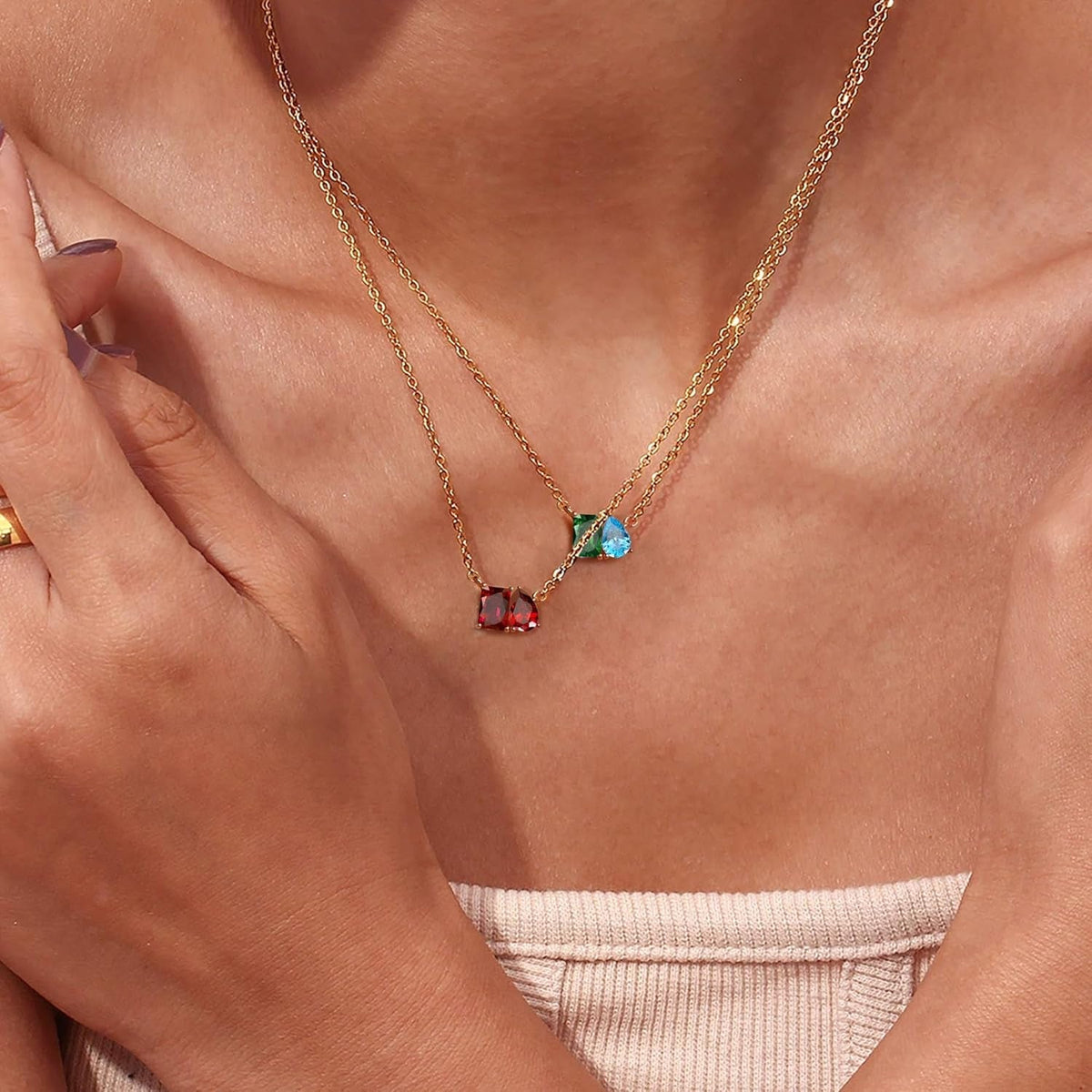 Mothers Day Gifts for Daughter Mom, Birthstone Necklace for Women Teen Gifts 14K Gold Plated Necklace with 1-12 Birthstone 16Th 18Th 21St 30Th 50Th Birthday Gift for Her Christmas Jewelry