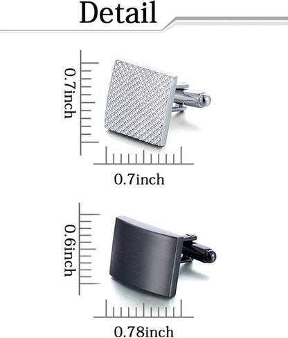 6 Pairs Cufflinks Classic Striped Disc Square Spherical Knot CZ Rectangle Cylindrical Cufflinks Set for Men