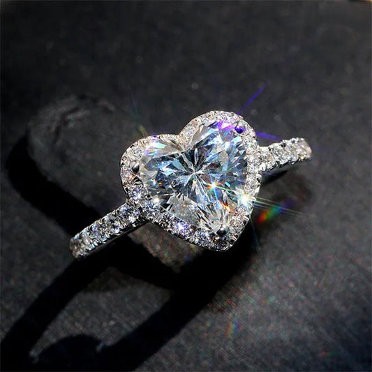 Elegant Natural Gemstone Heart Shaped Ring Fashion Women Platinum Diamond 925 Silver 18k Rose Gold Ring Engagement Wedding Anniversary Gift Jewelry