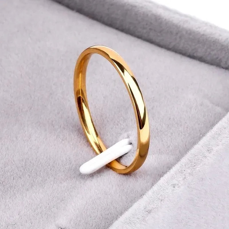 2mm Super Thin Dainty Tiny Ring Black/Silver/Gold/Rose Gold Rings Unisex Wedding Band Size 3-10