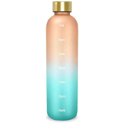 Water Bottle with Time Marker, 32oz Motivational Water Bottle, Reusable Spill-Proof Frosted Plastic Water Bottle for Gym, Sports, Travel, Fitness, School and Work