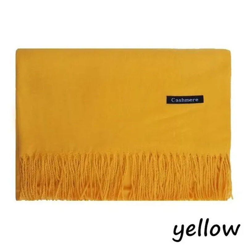 Women Cashmere Wool Scarf Wraps Warm Blanket Scarves Women Solid Color Cashmere Scarves with Tassel
