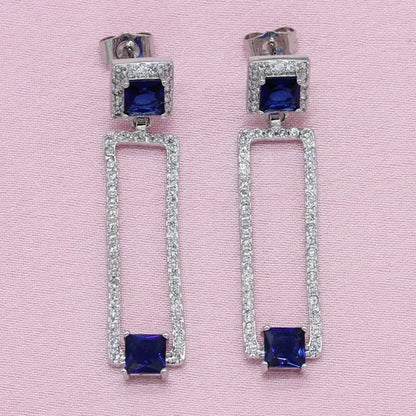 Women Fashion Silver Blue Zircon Ring Earrings Bracelet Pendant jewelry sets