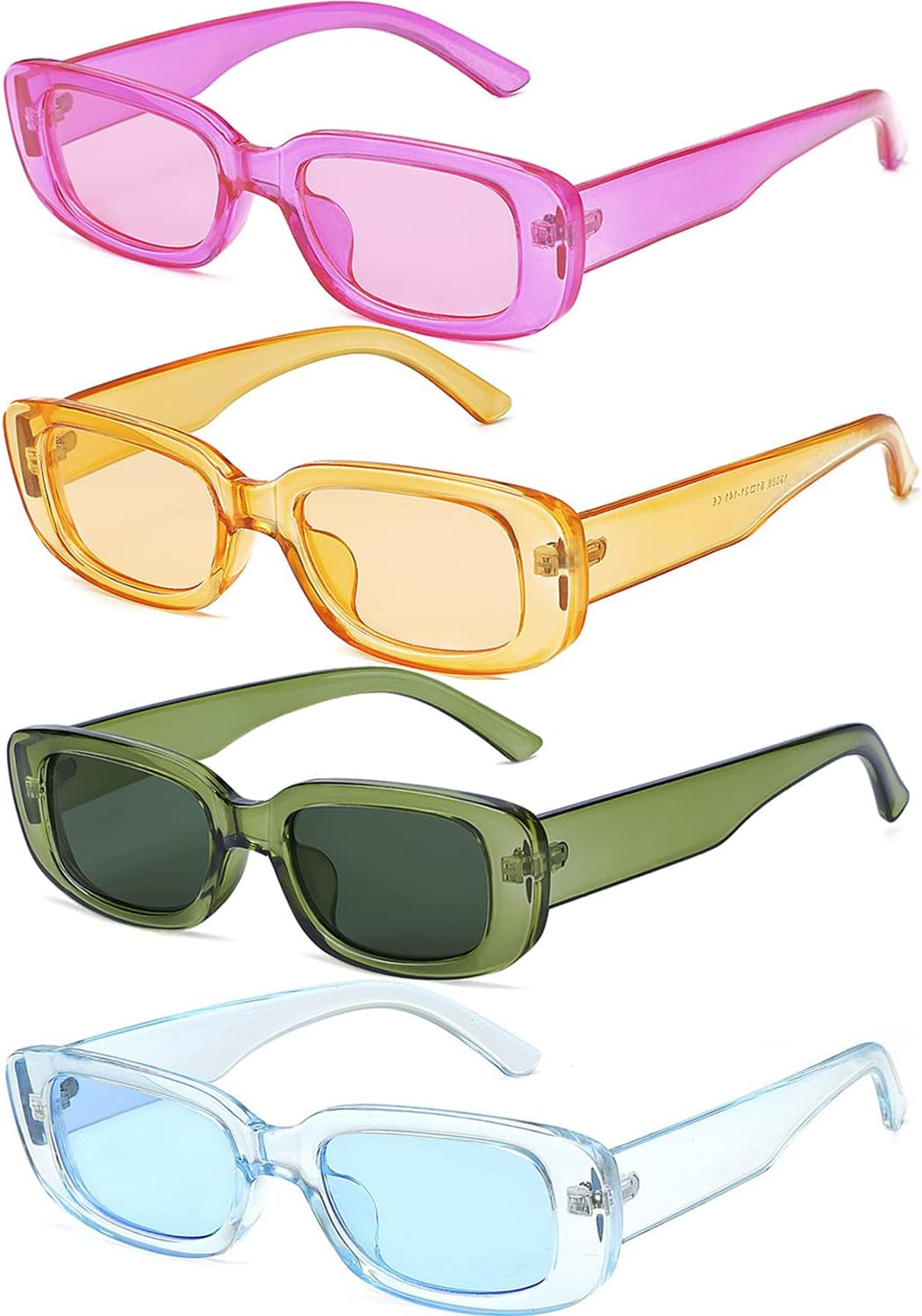 4 Pieces Retro Vintage Sunglasses Small Square Rectangle 90s Glasses Trendy Y2K for Women Aesthetic Accessories