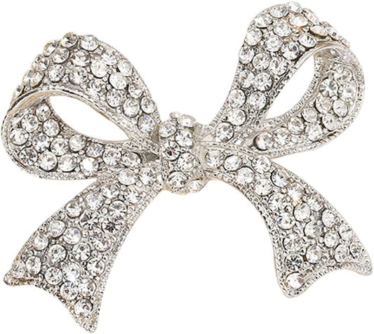 Elegant Crystal Bow Brooch Pin for Women,Vinage Sparkly Rhinestones Brooches Pins Beautiful Lapel Pins Dress Suit Shirt Ceremony Clothes Accessories Jewelry