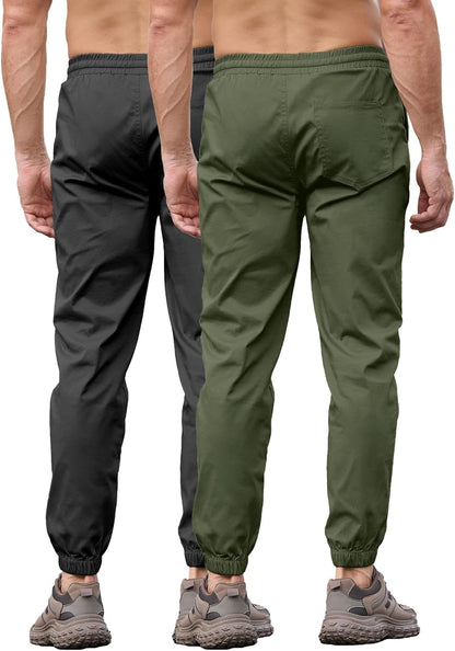 Joggers for Men Cotton Drawstring Chino Cargo Pants Hiking Outdoor Twill Track Jogger Sweatpants