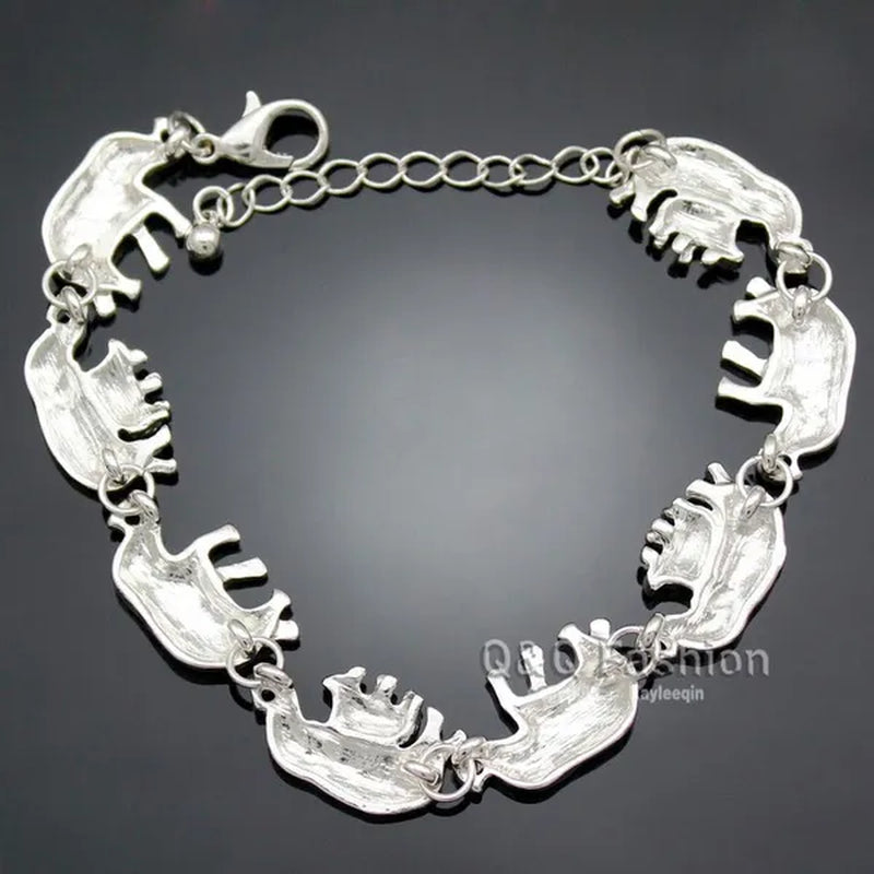 Brand New Fashion African Elephant & Baby Exquisite Charms Link Ganesh Chain Collar Statement Bib Necklace Gold Silver