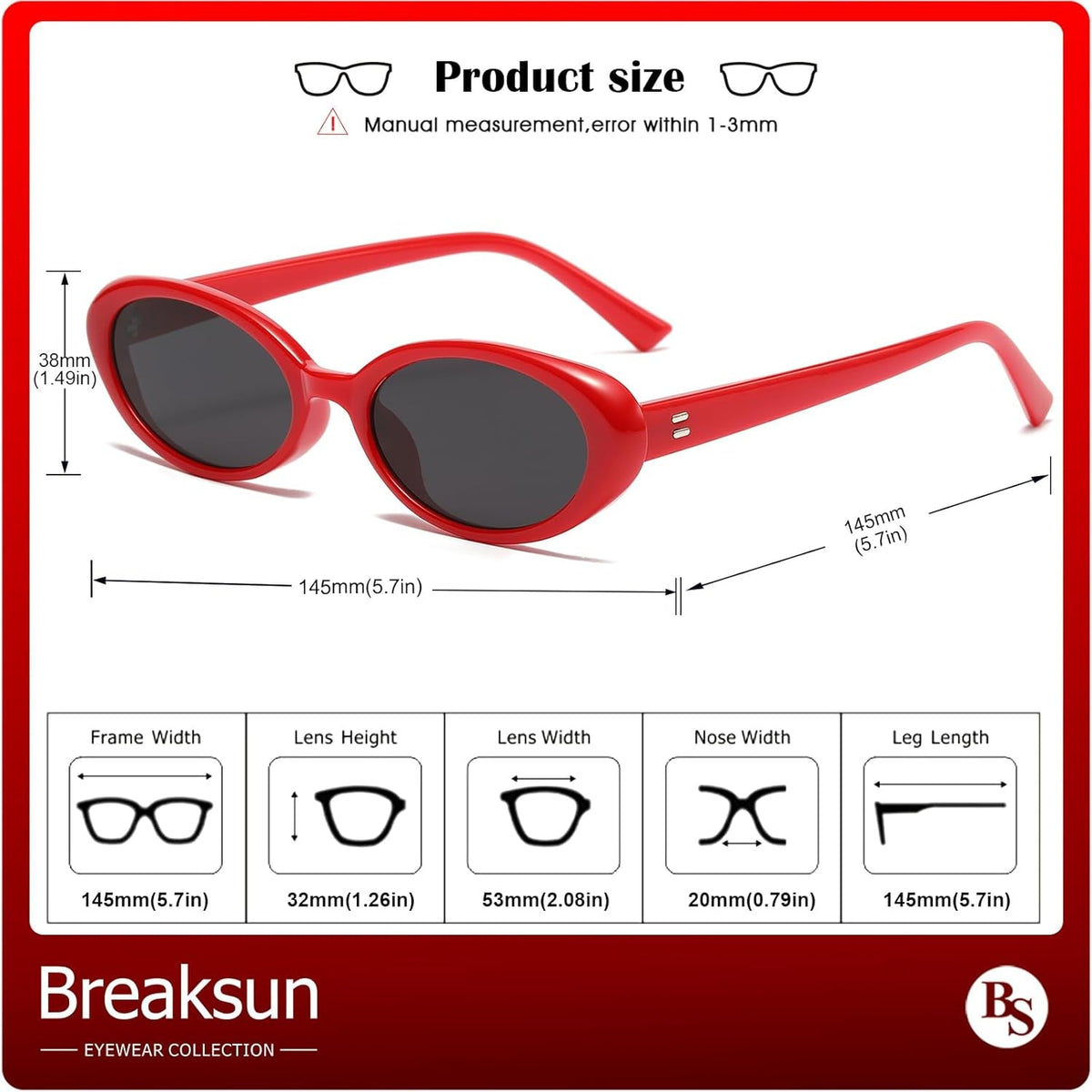 Retro Oval Sunglasses for Women Men Fashion Small Oval Sunglasses 90S Vintage Shades