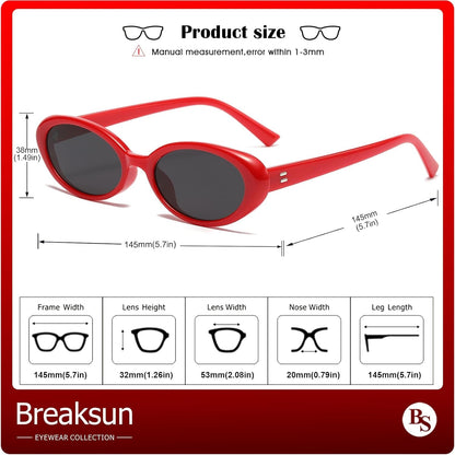 Retro Oval Sunglasses for Women Men Fashion Small Oval Sunglasses 90S Vintage Shades