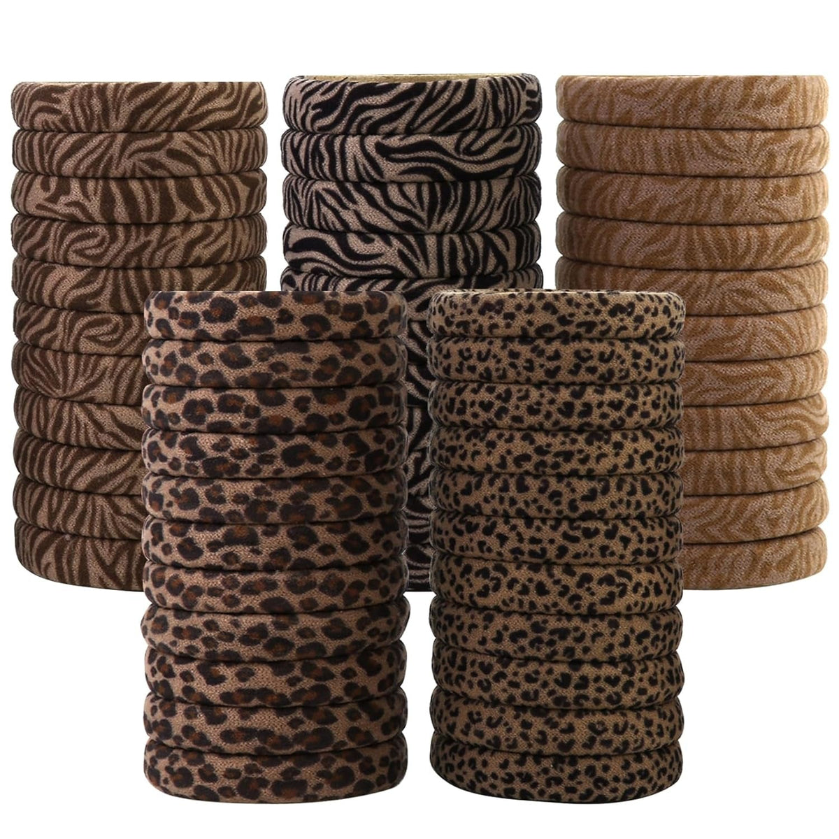 50PCS Seamless Hair Ties, Soft Ponytail Holders for Women, Nylon Large Bands, No Damage or Pull for Thick, Heavy, Curly Hair, 2 Inch Diameter, 5 Colors
