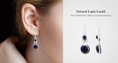 12Cts round Shape Natural Semi Precious Gemstones Earrings for Women, Handmade Bohemian Dangle Earrings Jewelry Women'S Day Gifts for Mom Wife
