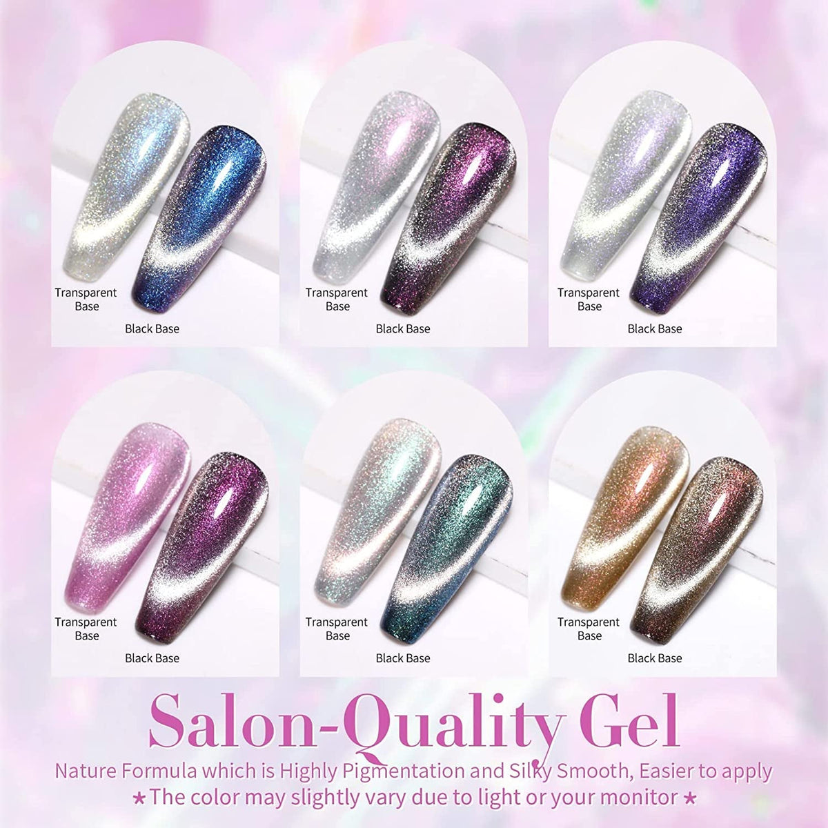 Cat Magnetic Gel Nail Polish Set Auroras 9D Cat Magnetic Eye Glitter Gel Polish Nail Art Manicure Collection Gift 6PCS