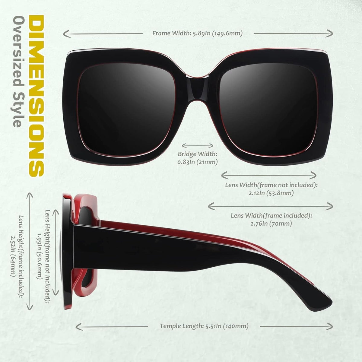 GQUEEN Oversized Square Frame Sunglasses Womens Retro Vintage Trendy Shades,S904