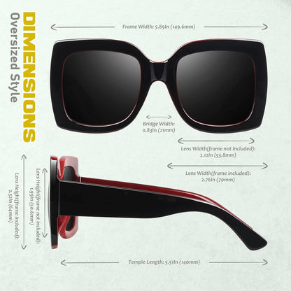 GQUEEN Oversized Square Frame Sunglasses Womens Retro Vintage Trendy Shades,S904