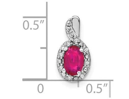 3/5 Carat (ctw) Natural Ruby Drop Pendant Necklace in 14K White Gold with Diamonds and Chain