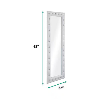 White 22 In. W X 63 In. H Modern Crystal Tufted Rectangle Framed Leaning Mirror