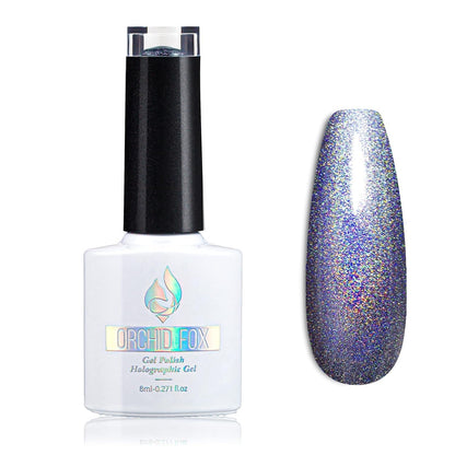 Holographic Gel Nail Polish Glitter: Led UV Gel Polish Sparkle Color Soak off Nail Art Gel DIY Design Manicure 1 PCS 8ML Light Purple
