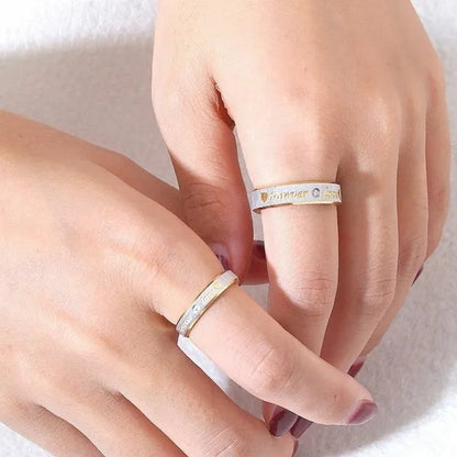 Stainless Steel Couple Forever Love Gold Titanium Couple Rings Jewlery Charm Diamond Ring Vintage Promise Ring Surprised Gift