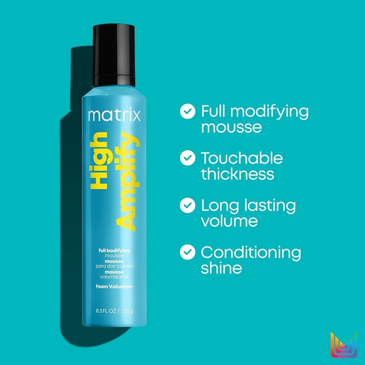 High Amplify Foam Volumizer Full Bodifying Mousse - Lightweight Lasting Volume, Thickening & Conditioning Shine, for Fine and Limp Hair, Salon Hair Styling, 8.3 Oz