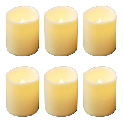 LED Amber Battery Operated Mini Pillar Candles Set of 6
