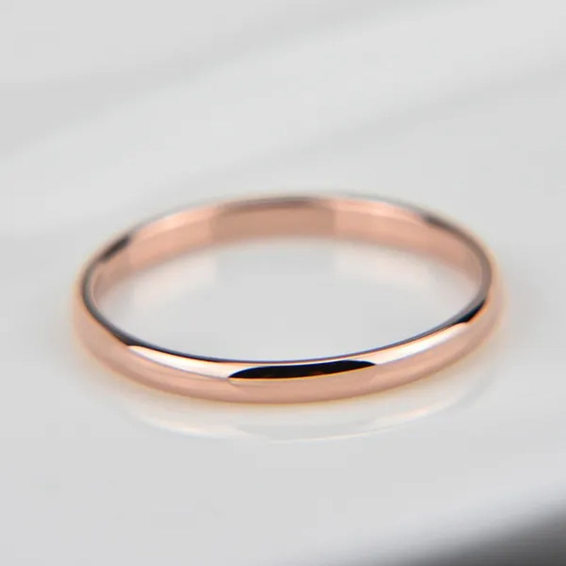 2mm Super Thin Dainty Tiny Ring Black/Silver/Gold/Rose Gold Rings Unisex Wedding Band Size 3-10