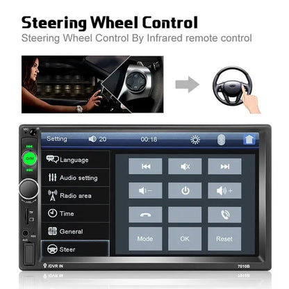 2 Din 7" HD Touch Screen Digital Display Car Multimedia Player Audio Stereo Radio Autoradio Car MP5 Player with Bluetooth USB FM Support Mirror Link Rear View Camera Connection