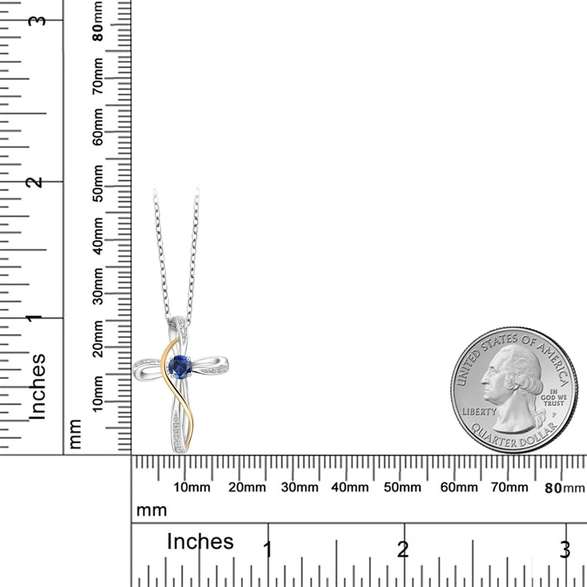 Infinity Cross Necklace for Women | 925 Sterling Silver and 10K Yellow Gold | Gemstone Birthstone and White Lab Grown Diamond Cross Faith Pendant Necklace | with 18 Inch Chain