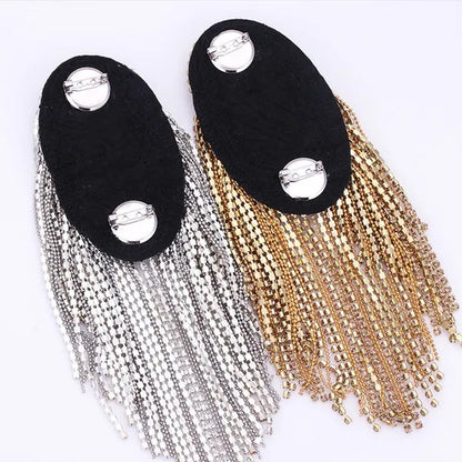 2 Color Handmade Shoulder Jewelry Tassel Rhinestones Epaulettes Clothing Accessories Brooch Epaulet Shoulder Brooches