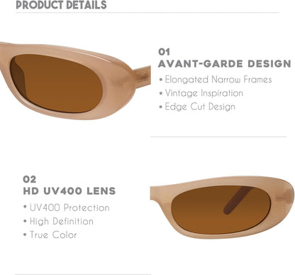 Elongated Narrow Cat Eye Sunglasses for Women MS52357