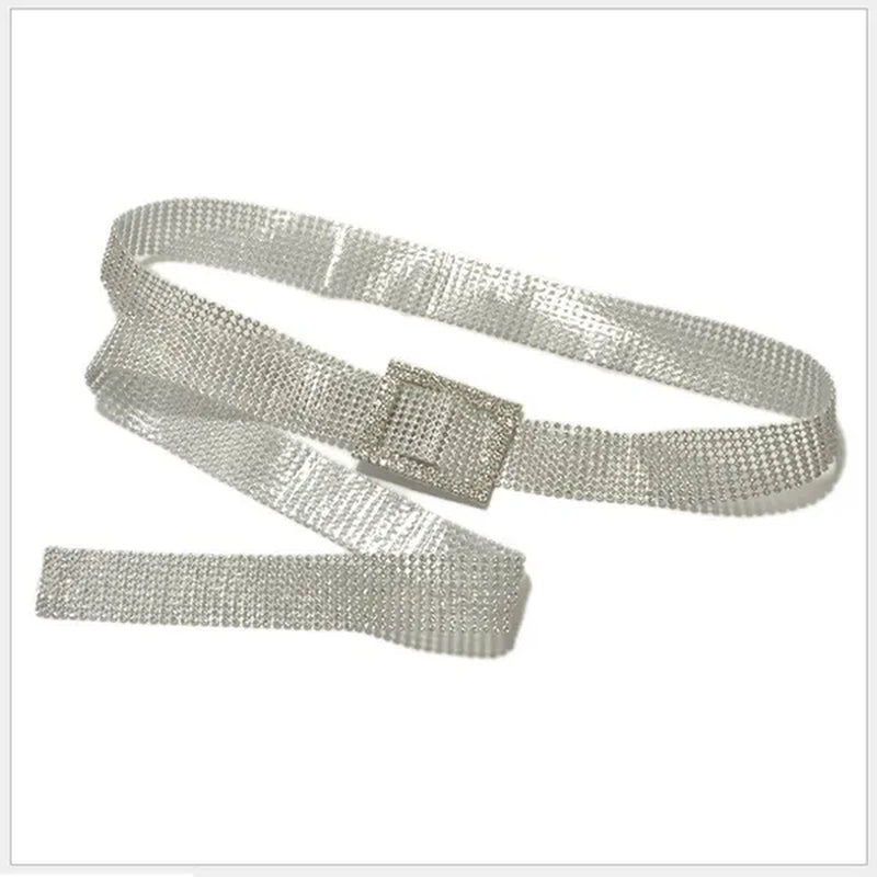 Brilliant Women's Belt Waist Chain Full Diamond Rhinestone Crystal Belt Luxury Large Party Silver Waist Belt