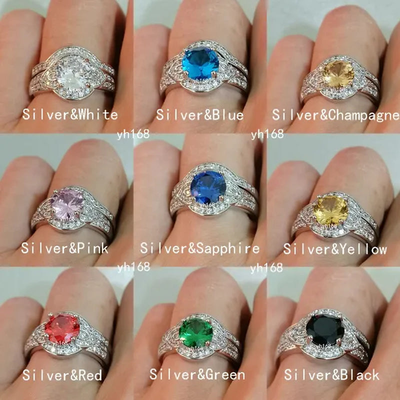 Women's Fashion 18K Gold Plated&925 Silver Plated&14K Rose Gold Plated Bridal  Jewelry White Sapphire Wedding Engagement Ring