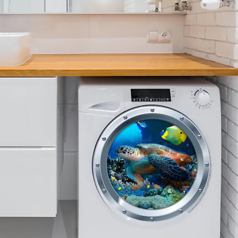 1PC HD 3D Wall Stickers Turtle Ocean Animals Decals Vinyl Decal Sticker Toilet Bathroom Room Decoration Accessory