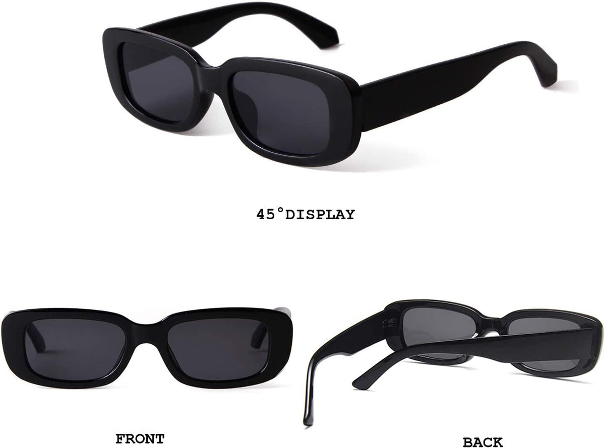 Rectangle Sunglasses for Women Retro Driving Glasses 90’s Vintage Fashion Narrow Square Frame UV400 Protection