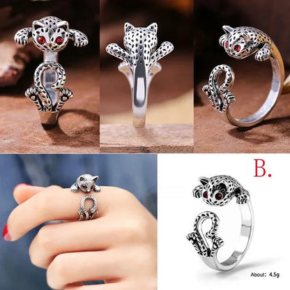 1Pcs Cute Cat Kitten Ring Animal Opening Ring Cocktail Party Women Cute Pet Adjustable Rings Anniversary Jewelry Gift